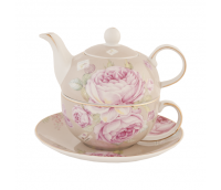 Чайничек для кофе или чая с чашкой и блюдцем для одного, серия "Парижская Роза"