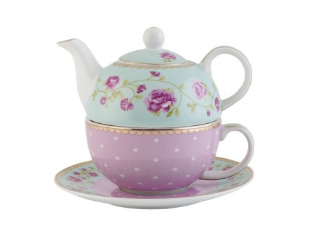 Tea or coffee for one with cup and saucer, range "Dots&Roses" 